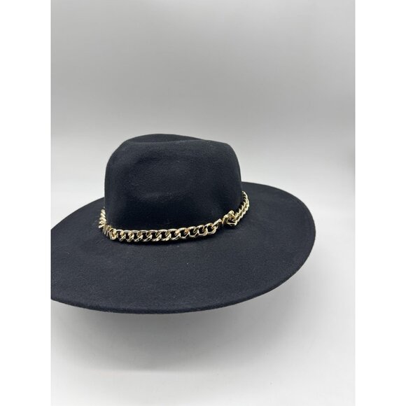 MICHAEL KORS chain detail adjustable women's wool felt fedora hat - Black - M/L - Picture 4 of 10
